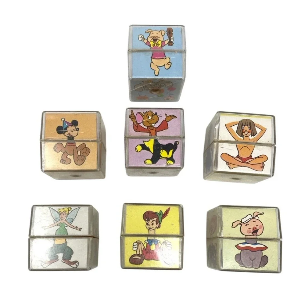 Vintage Disney 1966 Character Turn-Abouts Twist Block Toys COMPLETE SET HTF